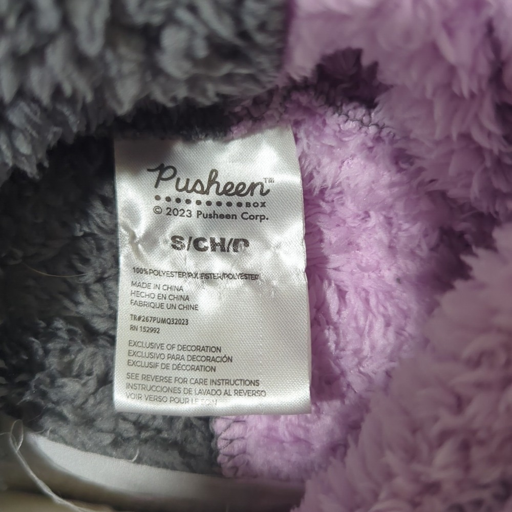 Pusheen Spooky Ghost Hoodie Size Small Split Purple Gray Halloween Fleece - Picture 7 of 7
